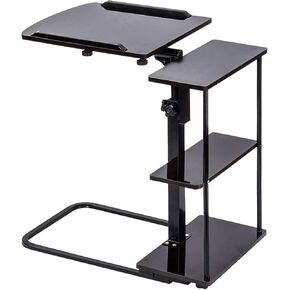 Overbed Table Moveable Height Adjustable Over-Bed Desk Laptop Cart - Portable PC Notebook Writing Workstation - Laptop Table on Wheels for Living Room/Bedroom