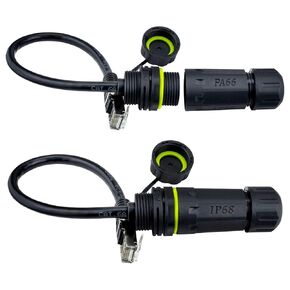 RJ45 Waterproof Connector M20 Cat6a/Cat6/Cat5e/Cat5 Ethernet LAN Cable Coupler with Waterproof/Dust Cap Cover 25cm Network Cable Shield for Outdoor Network
