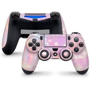 ZOOMHITSKINS Compatible with PS4 Controller Skin, Pink Pastel Galaxy Star Mauve Light Purple Rose, Durable, 3M Vinyl, Made in The USA