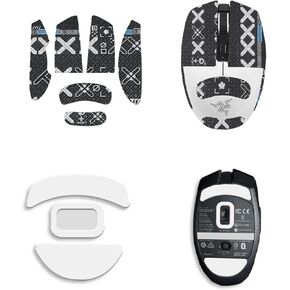 Mouse Grip Tape for Razer Orochi V2, Rounded Curved Edges Mouse Feet Skates,Self-Adhesive PreCut Sweat-Resistant Professional Mice Upgrade Kit(Foot pad + Black Mouse Grip Tape)