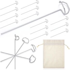 Shimeyao 24 Pack 6" Archery Target Pins with Loop Handle Heavy Duty Stainless Steel for Thickened Bow Foam Straw Archery Targets for Backyard, Garden Landscape Staples, Range Hunting Practice