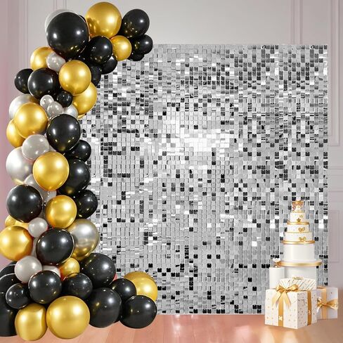36 Pcs Light Gold Shimmer Wall Backdrop Panels for Birthday Party Decoration - 6x6 FT Square Sequin Backdrop in Saudi Arabia