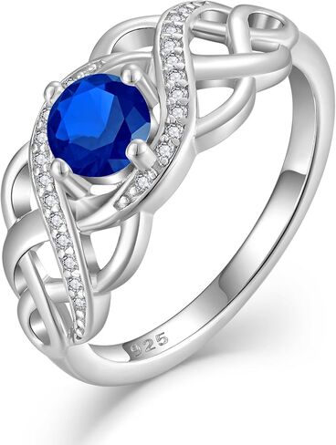 Lwsary Celtic Knot Ring for Women Sterling Silver Infinity Birthstone Promise Engagement Anniversary Ring(size6~10) in Kuwait