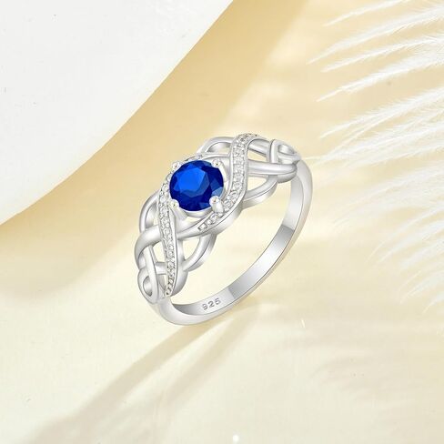 Lwsary Celtic Knot Ring for Women Sterling Silver Infinity Birthstone Promise Engagement Anniversary Ring(size6~10) in Kuwait