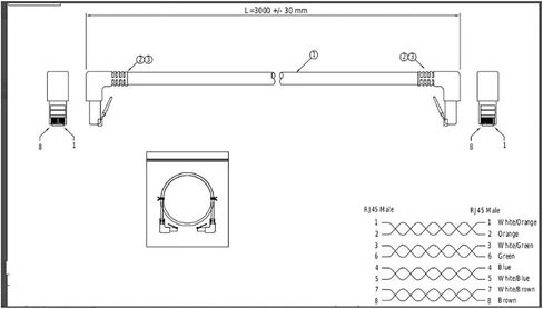 الجانبي زاوية L شكل L RJ45 شكل سلك التصحيح 4PR Twisted Ethernet CABLE CAT5-LAN RJ45 CABLE GIGABIT ELBOW 3M in Kuwait