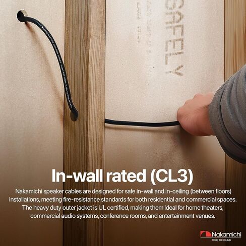Nakamichi 12/2 (100-Foot) in-Wall & Direct Burial (UL CL2 CL3 Rated) Oxygen-Free Copper (OFC) 2-Conductor Speaker Cable Wire, Outdoor In-Ground, in-Ceiling, Riser, Black (12AWG / 100ft / 30.48m) in Saudi Arabia