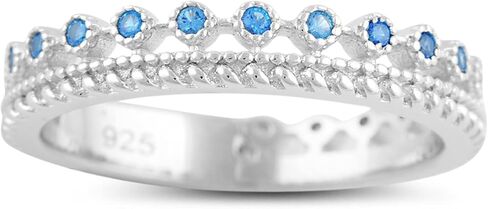 SILVERCLOSEOUT Rhodium Plated/Two Tone Rose Gold/Plated Sterling Silver Double Row White Blue Cz Womens Eternity Ring Size 4-11 Ladies Cz Eternity Band in Kuwait