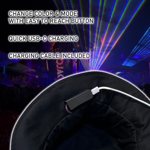 Boldforge Fiber Optic LED Bucket hat with 7 Colors Luminous Glowing Rave Music Festival Rave EDC Bucket Hats USB Charging Light up caps Even Party led Christmas Halloween Cap for Event Holiday Black in Saudi Arabia