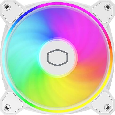 Cooler Master Masterfan MF120 HALO2 Argb White - Case & Case and Booding Fan ، Ring Ring Dual Flugable RGB ، محمل بندقية ، شفرات توازن الهواء الموسع ، حماية مستشعر مربى وبرنامج تشغيل محدد - 120 ملم in Saudi Arabia