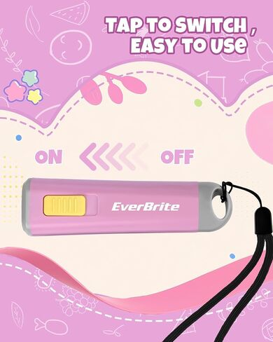 مصباح يدوي EverBrite للأطفال، مصباح يدوي LED صغير، استخدام الشعلة البلاستيكية لحالات الطوارئ والتخييم، في الهواء الطلق مع بطارية حبل 3AAA متضمنة، وردي in Saudi Arabia