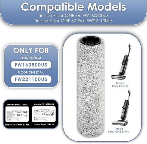 (4 Pieces) Replacement Brush Rollers and HEPA Filters Compatible with Tineco Floor ONE S6/ S7 PRO Smart Cordless Wet Dry Vacuum Cleaner, 2 Brush Rollers, 2 HEPA Filters in Saudi Arabia