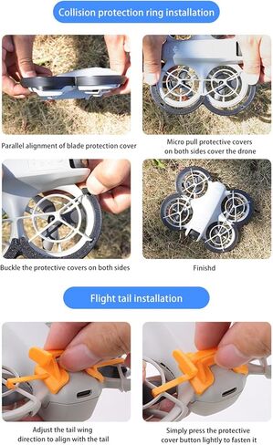 Anti-collision Protective Covers Gimbal Bumper Guard Folding Kickstand Landing Gear Tail Wing Kit Drone Accessories, Heightening Tripod Compatible with DJI Neo Drone (Black Set) in Kuwait