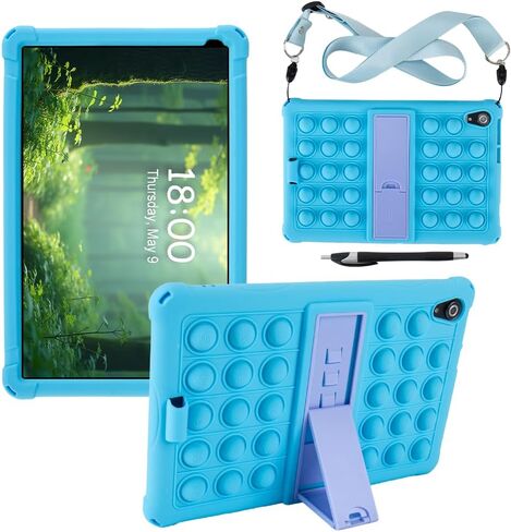 Case for Urao 10.1 inch Tablet CP107 (2024), Soft Silicone Stand Cover with Strap for Android 14 Tablet Case (Rainbow Pink) in Saudi Arabia