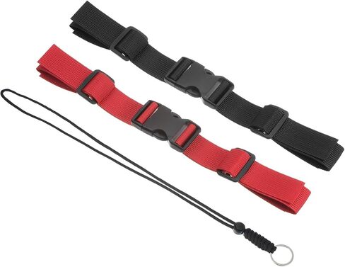 PATIKIL Backpack Chest Strap Set, 2 Pack Polyester Webbing Adjustable Replacement Strap with Quick-Release Buckle & Anti-lost Lanyard for Bag Outdoor Hiking Cycling, Red/Black in Saudi Arabia