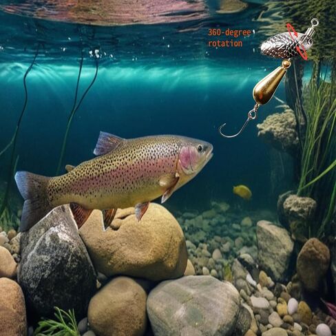 shiawasena fishing spinners ، 10pcs trout fishing lures kit ، inline spinner baits with apions & treble hooks & fly hooks ، flash flash vers for trout ، panfish ، bass ، pike in Kuwait