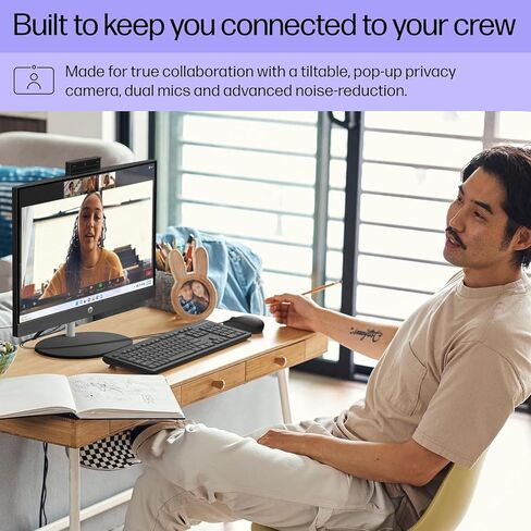 HP 24" Ultra 5 AI All-in-One Desktop, 23.8" FHD Touchscreen, Intel Core Ultra 5 125U, 32GB DDR5 RAM, 2TB SSD, Wired KB & Mouse, IR Camera, RJ-45, Wi-Fi 6, W11H, with A-Data 512GB External SSD Bundle in Saudi Arabia