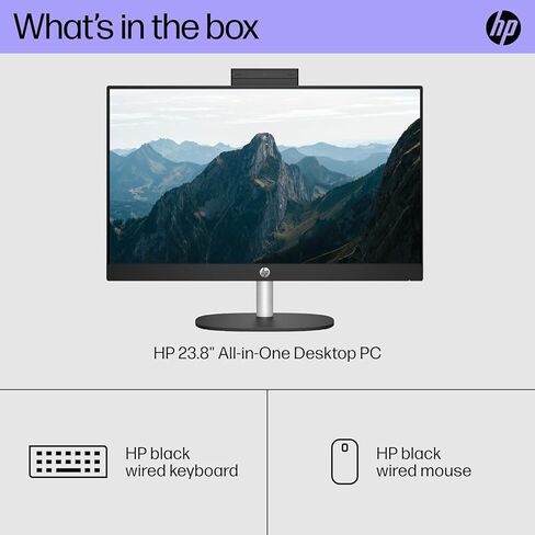 HP 24" Ultra 5 AI All-in-One Desktop, 23.8" FHD Touchscreen, Intel Core Ultra 5 125U, 32GB DDR5 RAM, 2TB SSD, Wired KB & Mouse, IR Camera, RJ-45, Wi-Fi 6, W11H, with A-Data 512GB External SSD Bundle in Saudi Arabia