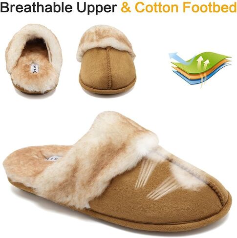 شبشب نسائي من CIOR مصنوع من الإسفنج الذكي وبطانة من الفرو الصناعي سهل الارتداء، حذاء منزلي داخلي وخارجي in Kuwait