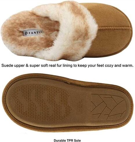 شبشب نسائي من CIOR مصنوع من الإسفنج الذكي وبطانة من الفرو الصناعي سهل الارتداء، حذاء منزلي داخلي وخارجي in Kuwait