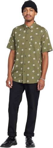 Volcom Men's Scaler Stone Short Sleeve Button Down Shirt in Saudi Arabia
