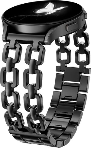 Wearlizer Metal Band Compatible with Samsung Galaxy Watch 7 6 5 4 FE Active 2 40mm 44mm/Watch 6 4 Classic 43mm 47mm 42mm 46mm/Watch 5 Pro 45mm Bands, 20mm Dressy Stainless Steel Chain Strap Women in Saudi Arabia