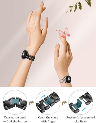 Wearlizer Metal Band Compatible with Samsung Galaxy Watch 7 6 5 4 FE Active 2 40mm 44mm/Watch 6 4 Classic 43mm 47mm 42mm 46mm/Watch 5 Pro 45mm Bands, 20mm Dressy Stainless Steel Chain Strap Women in Saudi Arabia