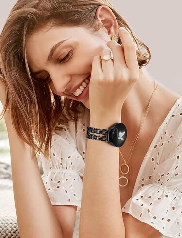 Wearlizer Metal Band Compatible with Samsung Galaxy Watch 7 6 5 4 FE Active 2 40mm 44mm/Watch 6 4 Classic 43mm 47mm 42mm 46mm/Watch 5 Pro 45mm Bands, 20mm Dressy Stainless Steel Chain Strap Women in Saudi Arabia
