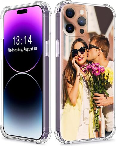 Bitrue Custom Picture Phone Case for iPhone 16e 16 15 14 12 13 11 Pro Max Plus XR X se 8 7 6, Four-Corner airbag is Anti-Drop,Anti-Scratch Soft Personalized Protective Clear TPU Case in Kuwait