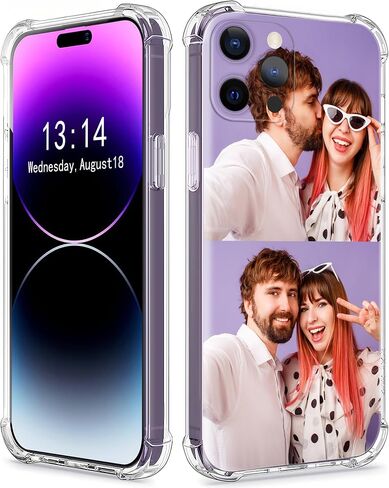 Bitrue Custom Picture Phone Case for iPhone 16e 16 15 14 12 13 11 Pro Max Plus XR X se 8 7 6, Four-Corner airbag is Anti-Drop,Anti-Scratch Soft Personalized Protective Clear TPU Case in Kuwait