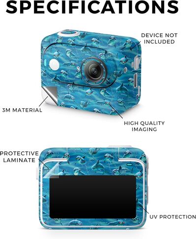 الجلد متوافق مع Insta360 Go 3 (2023) - Dolphin Gang - غطاء ملصق واقي فينيل 3M Premium 3M - يسهل تطبيقه | مصنوع في الولايات المتحدة الأمريكية من قبل Mayyskins in Kuwait