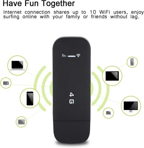 Dpofirs Network Router, 4G LTE USB Portable Router, Pocket Mobile Hotspot with SIM Card Slot Support B1/B3/B5, Unlocked Travel Partner Router for Travel (with in Kuwait