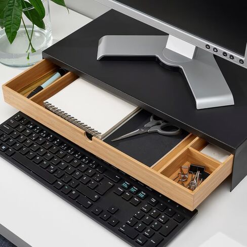 Monitor Stand with Drawer – Heavy Duty Steel Riser for Desk, Laptop –Desk Organizer for Monitor – Ergonomic Computer Stand with Storage – Max Load 44 lbs (Anthracite) in Saudi Arabia