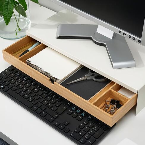 Monitor Stand with Drawer – Heavy Duty Steel Riser for Desk, Laptop –Desk Organizer for Monitor – Ergonomic Computer Stand with Storage – Max Load 44 lbs (Anthracite) in Saudi Arabia
