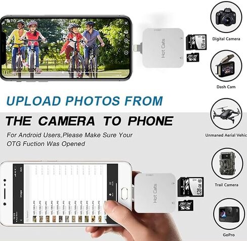 Card Reader for iPhone, Memory Card Reader with USB Camera Adapter Plug and Play Trail Game Camera Viewer Supports SD and TF Card MicroSD Card Adapter for iPad No App Required in Saudi Arabia