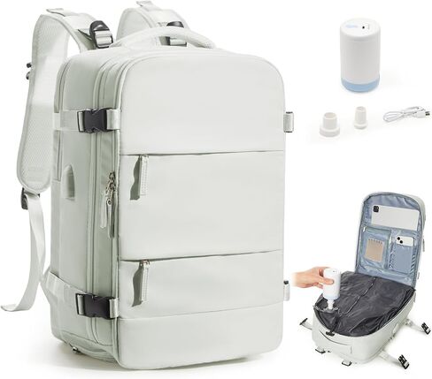 PAUBACK Vacuum Backpack with Air Pump, 18x14x8 inches Travel Bag, Flight Approved Personal Items Carry On Backpack Checked Bags, Airback Vacuum Seal Compression Backpacks for Women Men in Saudi Arabia