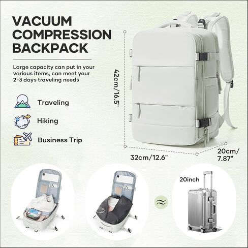 PAUBACK Vacuum Backpack with Air Pump, 18x14x8 inches Travel Bag, Flight Approved Personal Items Carry On Backpack Checked Bags, Airback Vacuum Seal Compression Backpacks for Women Men in Saudi Arabia