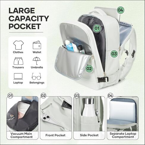 PAUBACK Vacuum Backpack with Air Pump, 18x14x8 inches Travel Bag, Flight Approved Personal Items Carry On Backpack Checked Bags, Airback Vacuum Seal Compression Backpacks for Women Men in Saudi Arabia