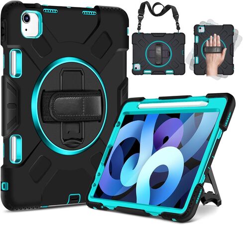 TNP Protective Case for iPad Air 6th M2 2024 11 Inch, 5th 4th Gen 10.9 inch and iPad Pro 4th 3rd 2nd Generation (2022 2021 2020 2018) w/Pencil Holder, Handle, Stand & Shoulder Strap, Mint in Kuwait