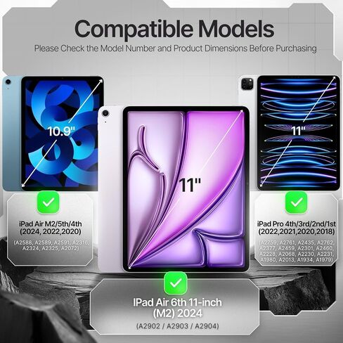 حالة حماية TNP لـ IPAD AIR 6th M2 2024 11 بوصة ، والخامس الرابع ، 10.9 بوصة و iPad Pro 4th 3rd 2nd Generation (2022 2021 2020 2018) W/Pencil Holder ، مقبض ، حزام حامل ، كتف ، Mint in Saudi Arabia