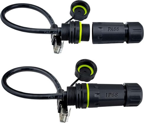 RJ45 Waterproof Connector M20 Cat6a/Cat6/Cat5e/Cat5 Ethernet LAN Cable Coupler with Waterproof/Dust Cap Cover 25cm Network Cable Shield for Outdoor Network in Saudi Arabia