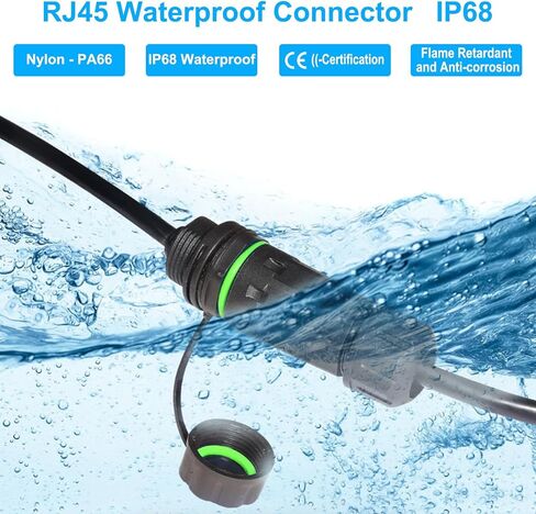 RJ45 Waterproof Connector M20 Cat6a/Cat6/Cat5e/Cat5 Ethernet LAN Cable Coupler with Waterproof/Dust Cap Cover 25cm Network Cable Shield for Outdoor Network in Saudi Arabia