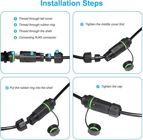 RJ45 Waterproof Connector M20 Cat6a/Cat6/Cat5e/Cat5 Ethernet LAN Cable Coupler with Waterproof/Dust Cap Cover 25cm Network Cable Shield for Outdoor Network in Saudi Arabia