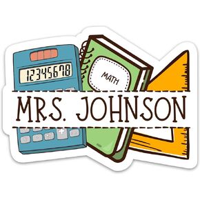 Custom Name Teacher Sticker, Vinyl Waterproof Customized Teacher Theme Decals, Personalized School Teacher Stickers for Laptop Water Bottle Notebook