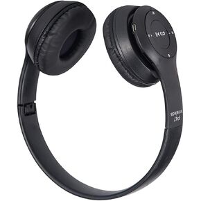 Acouto Wirel Gaming Head Stereo Foldable Over Ear Headset for Card Plugin Black Color