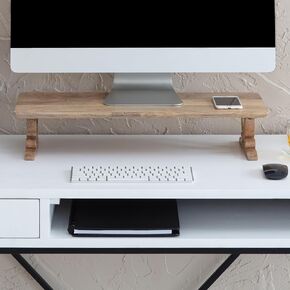 Anji Mountain Monitor Stand - Desktop Organizer & Laptop Riser, Ergonomic Monitor Riser, Space-Saving Monitor Stand for Desk, Durable Construction, Easy Assembly, Ideal for Home & Office,Natural