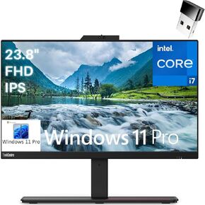 Lenovo ThinkCentre M90a 23.8"" FHD AIO Business All-in-One Desktop, Intel Octa-Core i7-10700 up to 4.8GHz, 16GB DDR4 RAM, 512GB PCIe SSD, WiFi Adapter, Ethernet, Windows 11 Pro, Black (Renewed)