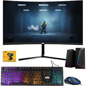 All in one Desktop Computer, TechMagnet Cheetah 6, Intel Core i5 6th Gen 2.5 GHz, 8GB DDR3, 240GB SSD, New 24 inch LED, MTG RGB Keyboard Mouse, RGB Speaker and Webcam, Windows 11 Pro (Renewed), Black