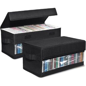 صناديق تخزين CCIDEA CD/DVD - حزمة من 2 من حالات الأقراص المضغوطة - 14 "× 5.9" × 5.3 "حاملي الأقراص مع الأغطية والنافذة البصرية ، يحمل ما يصل إلى 32 قرص مضغوط في حالات جوهرة كاملة ، 65 قرص مضغوط في الحالات النحيفة ، و 180 أقراص في أكمام الأقراص المضغوطة in Kuwait