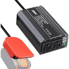 300W Power Inverter for Worx 20V 4PIN Li-ion Battery DC 20V to AC 110V 120V Battery Inverter Portable Power Station Generator with 2 AC Outlet & 2 USB Ports for Camping Outdoor