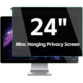 Hanging Computer Privacy Screen Filter for iMac 24 inch (2PCS), Blocking Blue Light and Glare Computer Screen Privacy Shield, iMac Removable Anti-Spy Data Security Screen Protector Panel